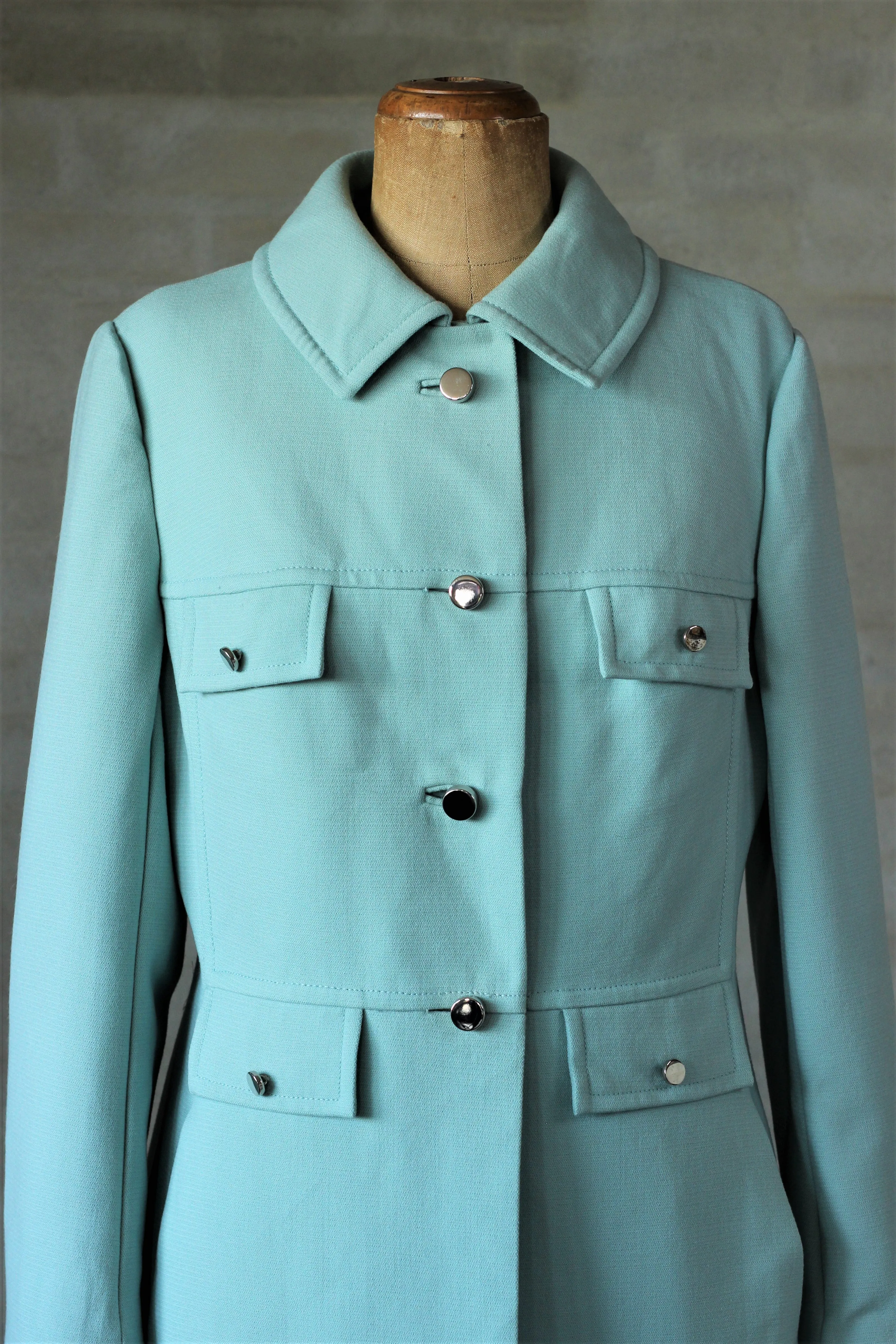 1960s Mint Green Wool Mod Coat//Size M/L