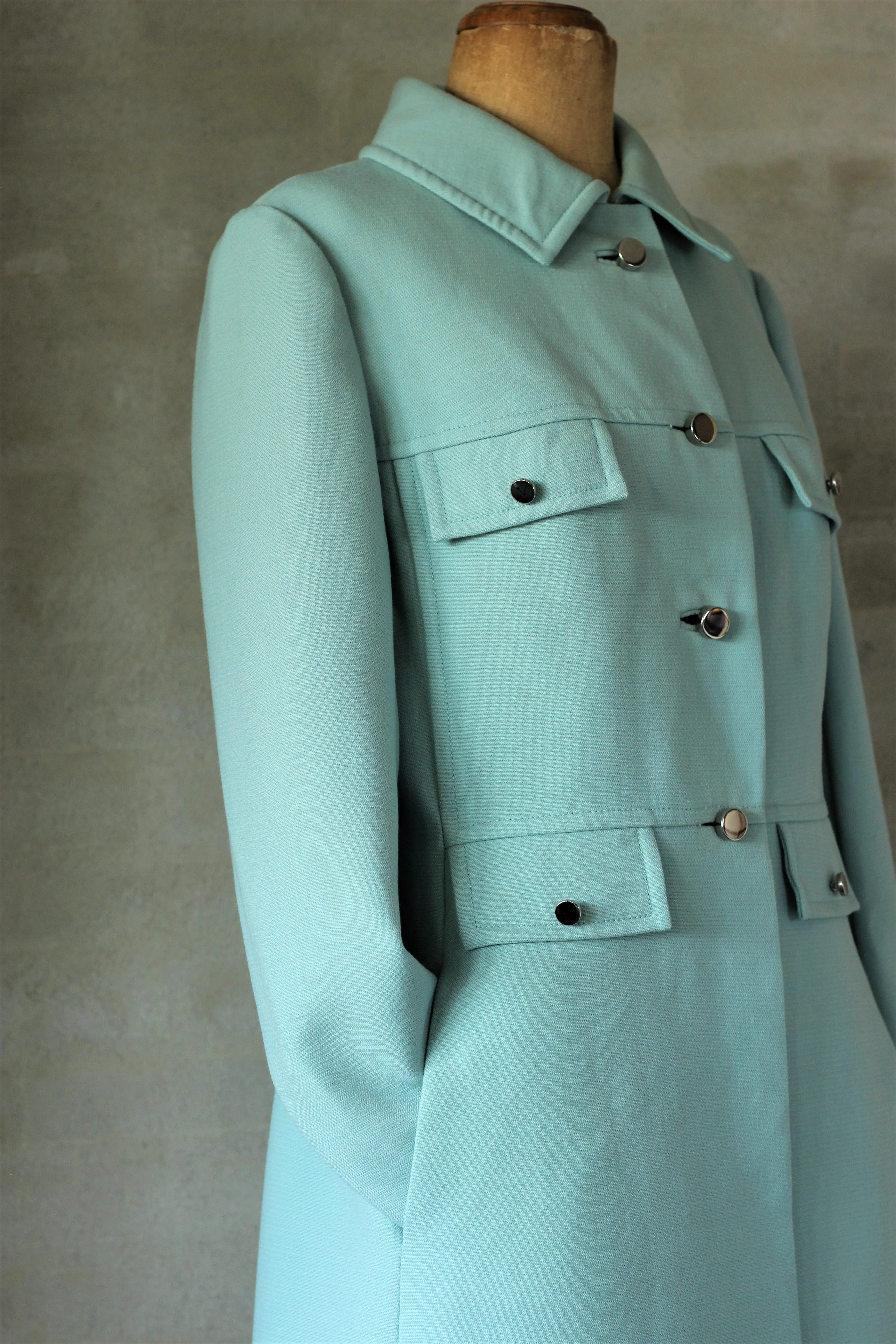 1960s Mint Green Wool Mod Coat//Size M/L