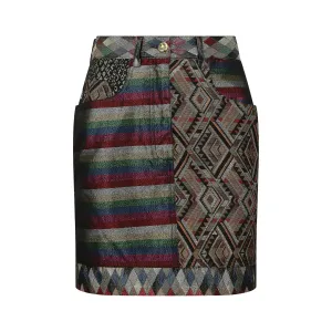 1990s Moschino Colourful Lame Patchwork Mini Skirt