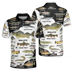 3D Freshwater Fish Types All Over Print Polo Shirt, Polo Golf Shirt For Men, Best Golf Shirt