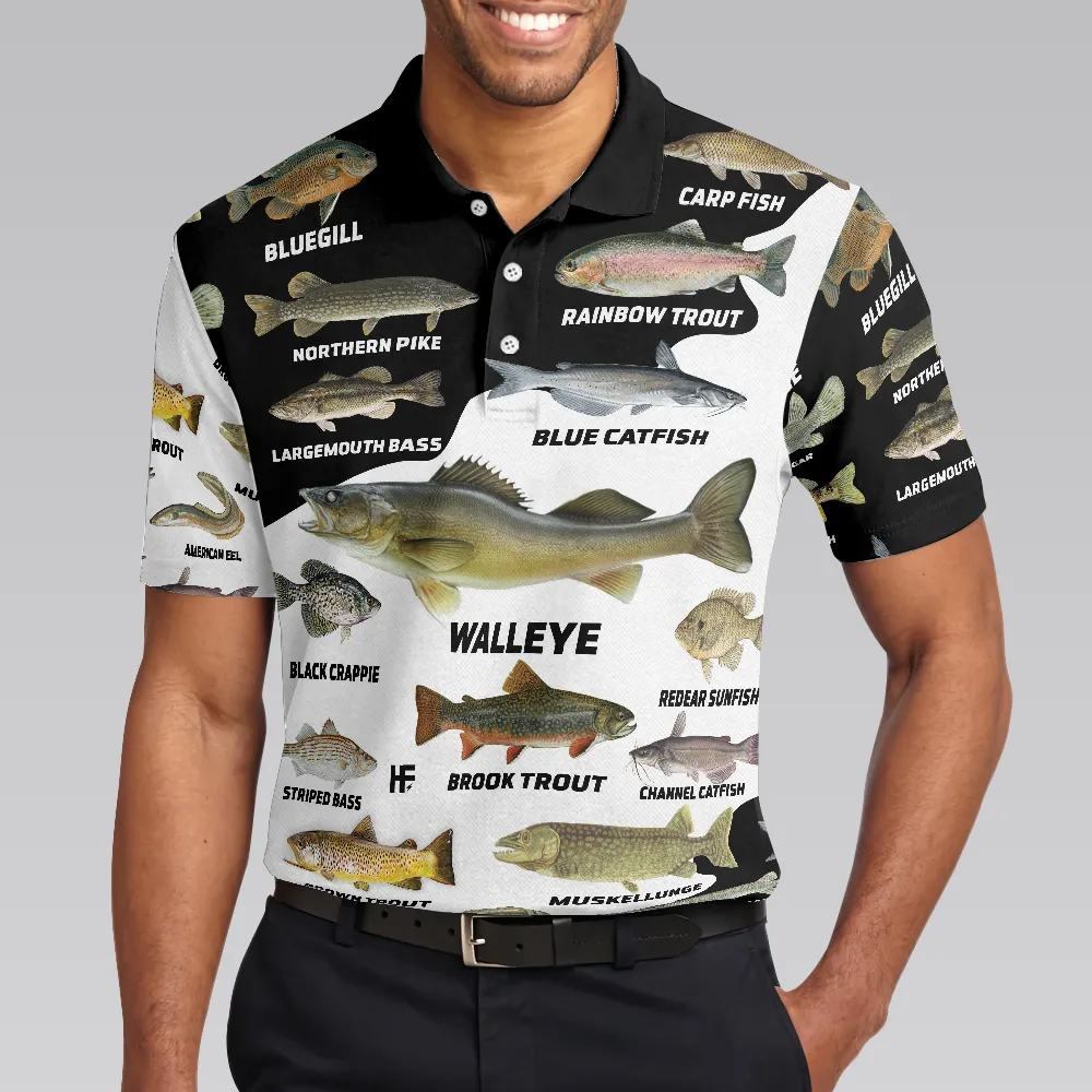 3D Freshwater Fish Types All Over Print Polo Shirt, Polo Golf Shirt For Men, Best Golf Shirt
