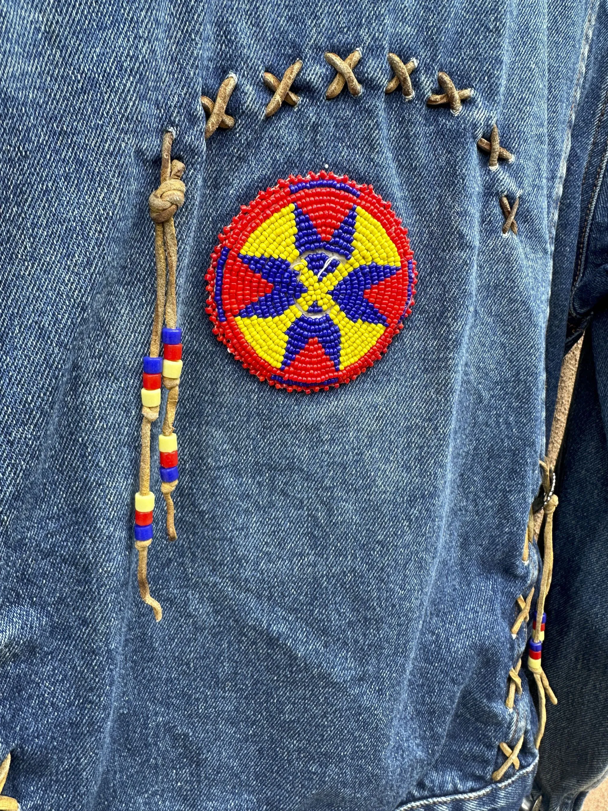 70's Era Denim Jacket with Leather Fringe