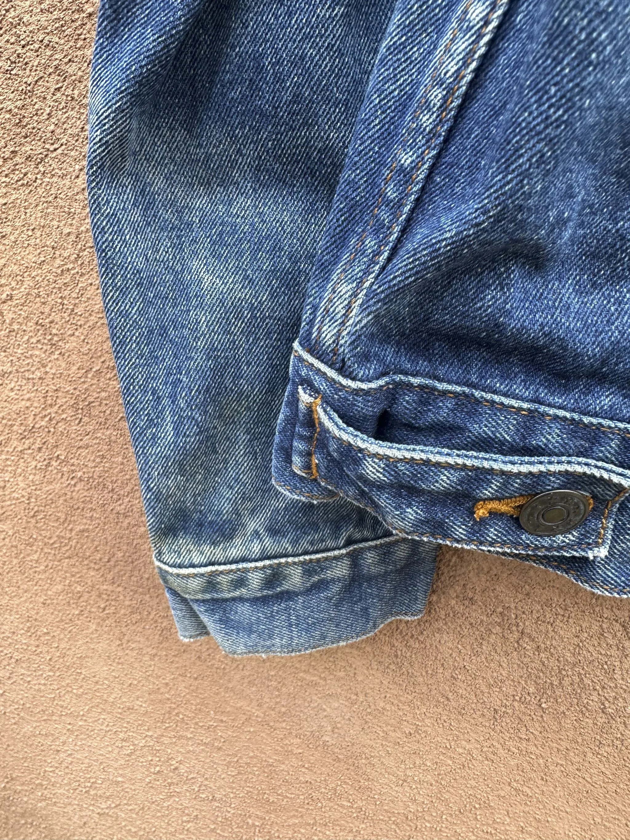 70's Era Denim Jacket with Leather Fringe