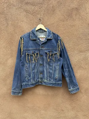 70's Era Denim Jacket with Leather Fringe