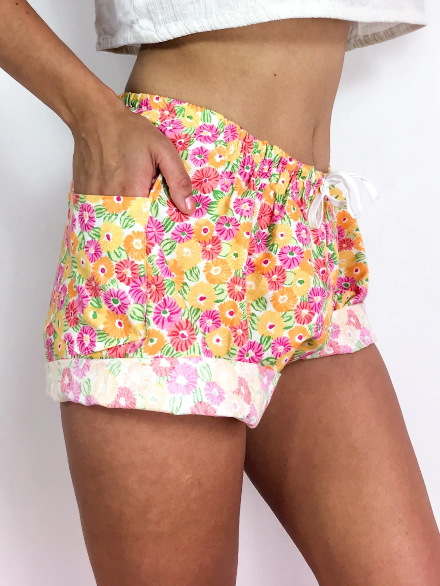 80s/early 90s vintage mini short, bright floral print