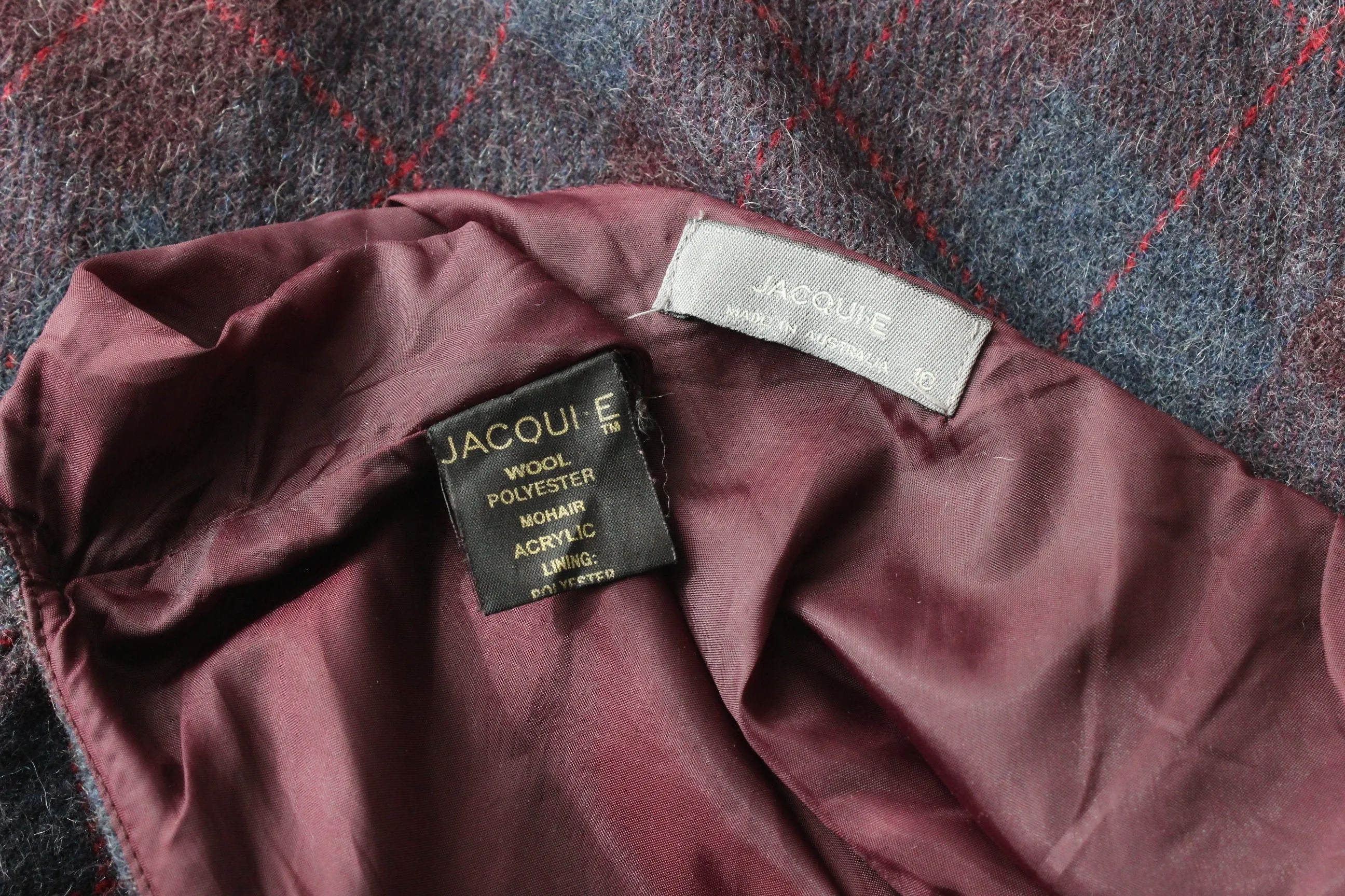 90s Subtle Tartan Wool & Mohair Knee Length Skirt