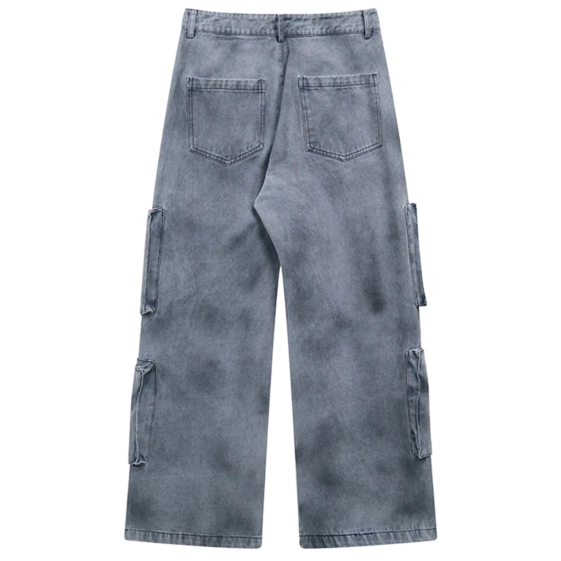 'Atlas' Gray Wash Denim Cargo Jeans