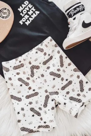 Baby & Toddler Ribbed Summer Biker Shorts - White Skateboard