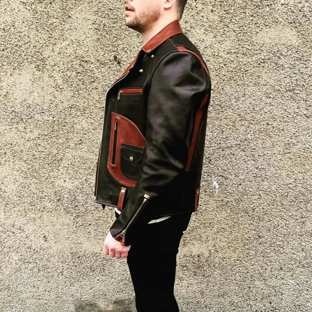 Biker Two Tone Leather Jacket