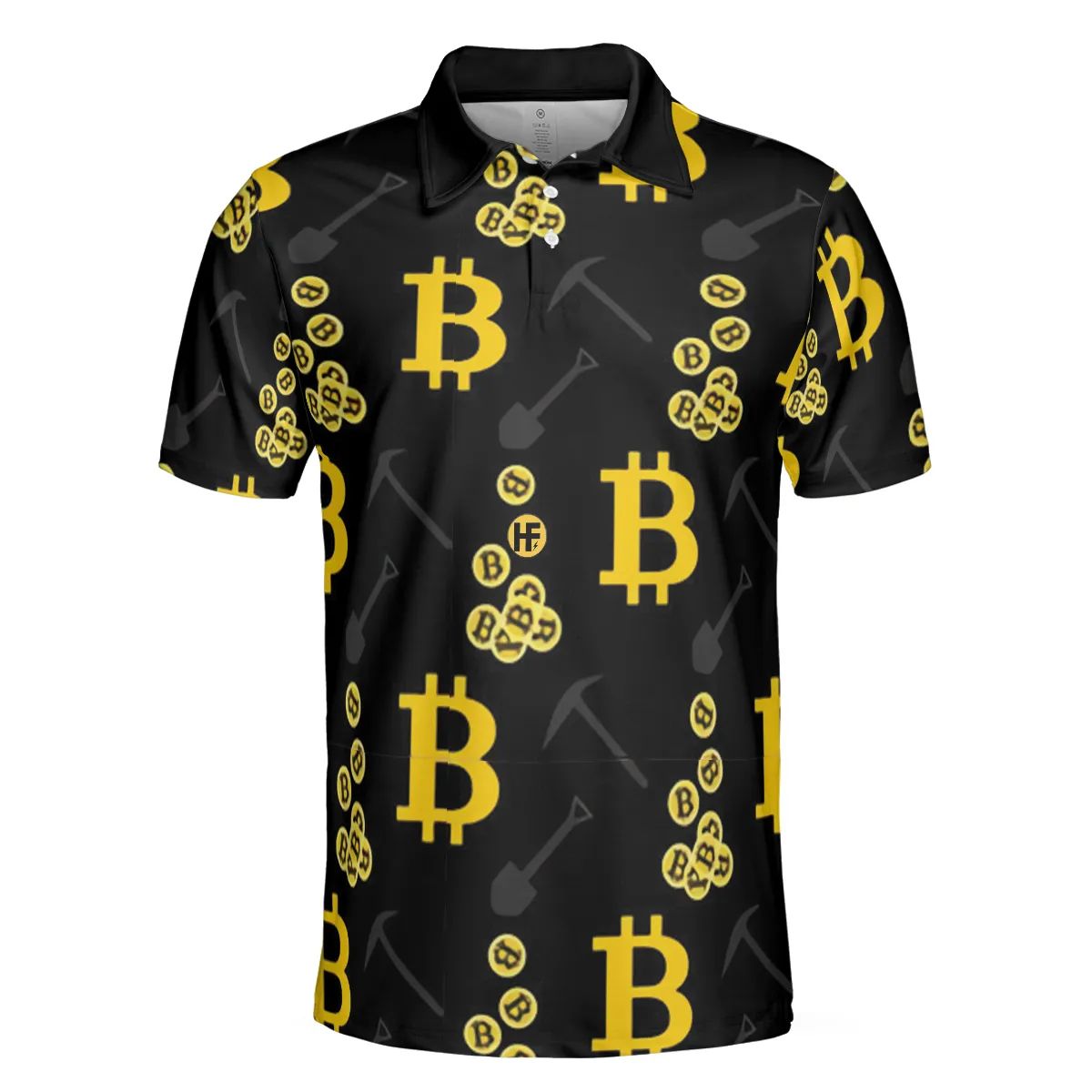 Bitcoin Seamless Pattern Cryptocurrency Polo Shirt, Crypto Mining Polo Shirt, Best Bitcoin Shirt For Men