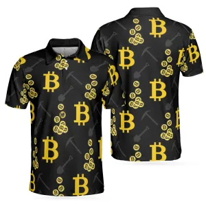 Bitcoin Seamless Pattern Cryptocurrency Polo Shirt, Crypto Mining Polo Shirt, Best Bitcoin Shirt For Men