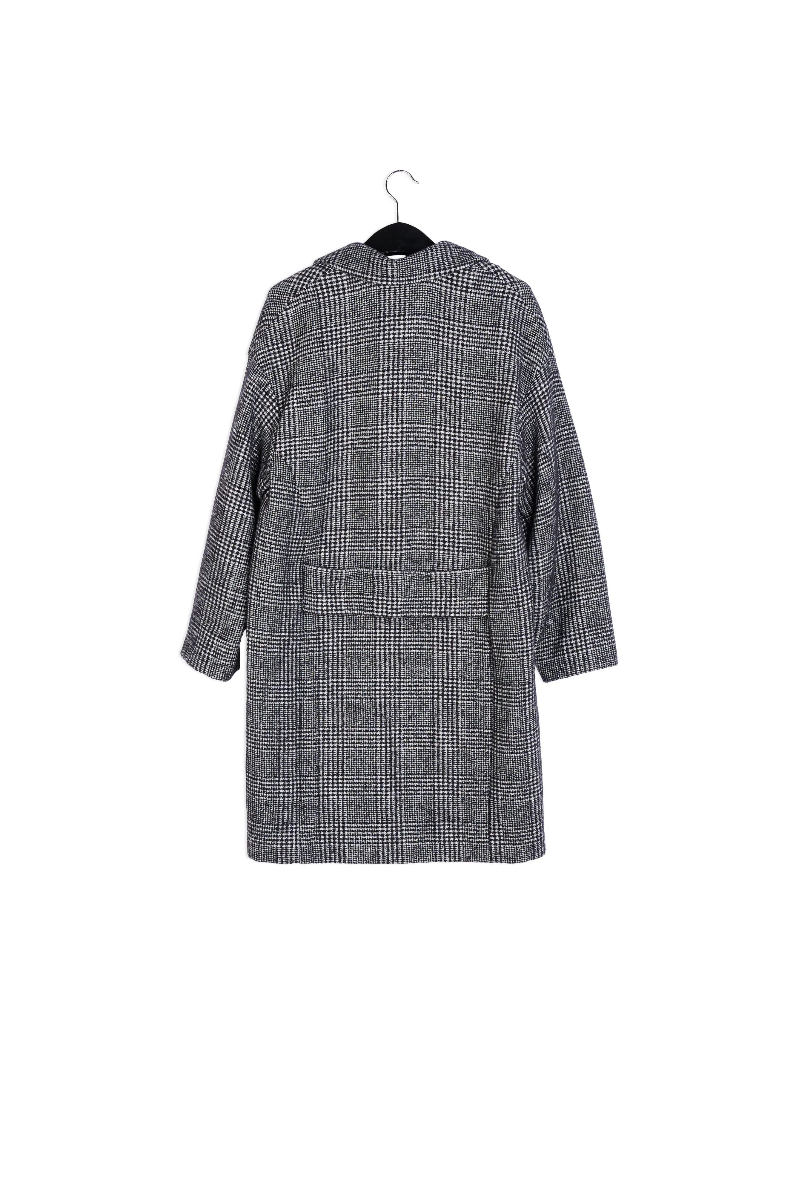 Black and white wool blend coat