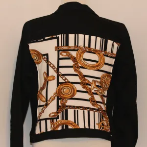 Black Denim Jacket with Nautical Scarf
