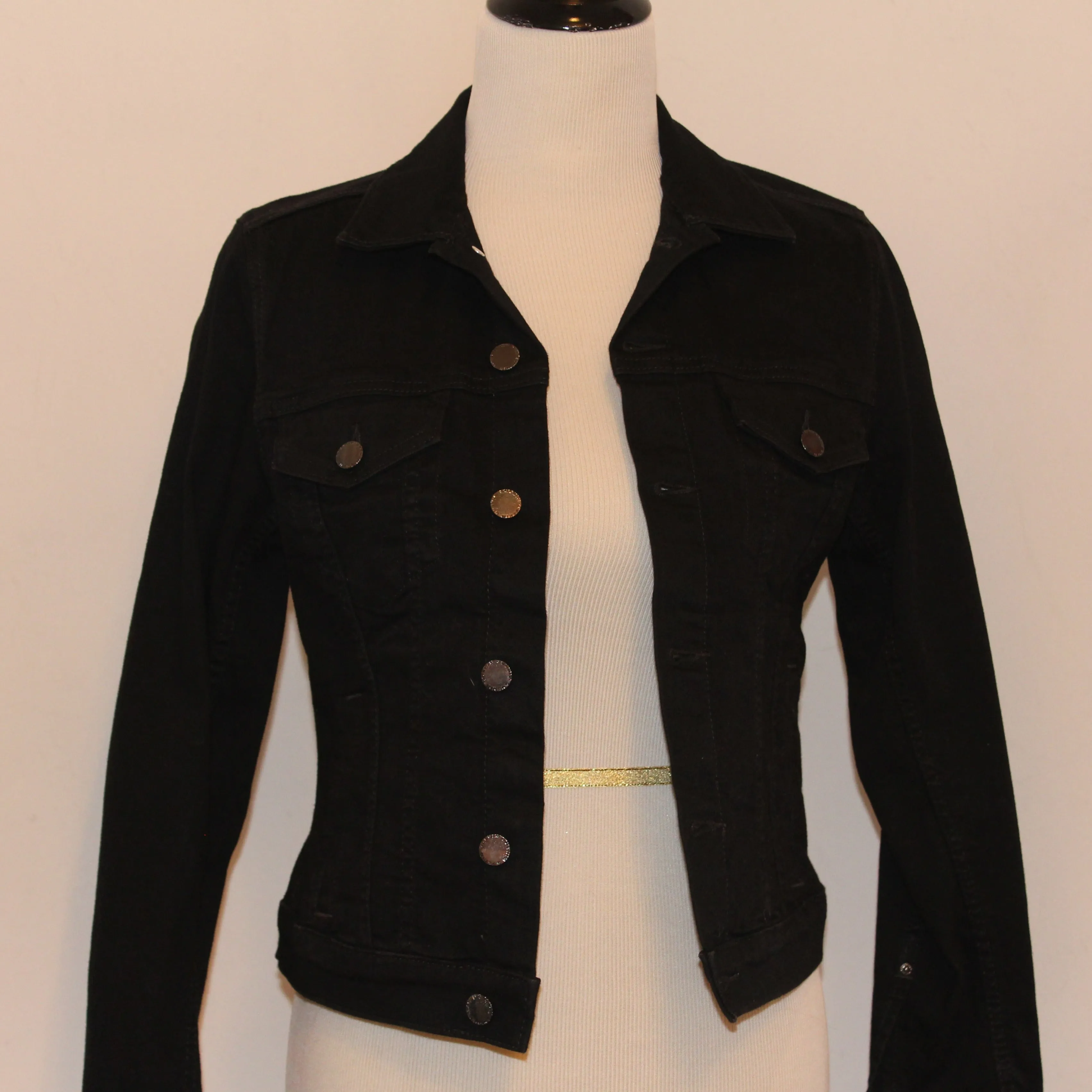 Black Denim Jacket with Nautical Scarf