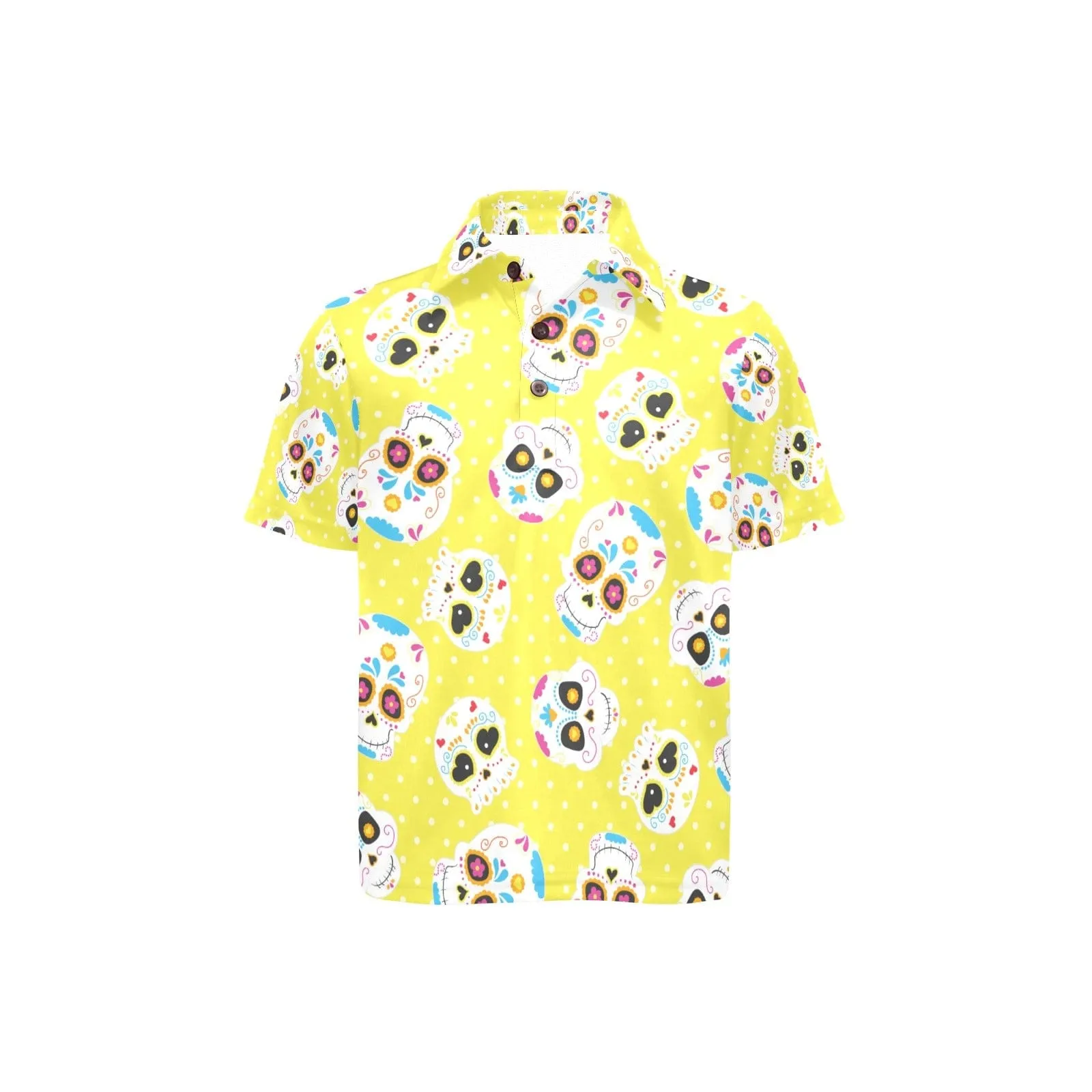Brighten Up Your Little Girl's Wardrobe With This Cute, Skull Yellow Polo Shirt.