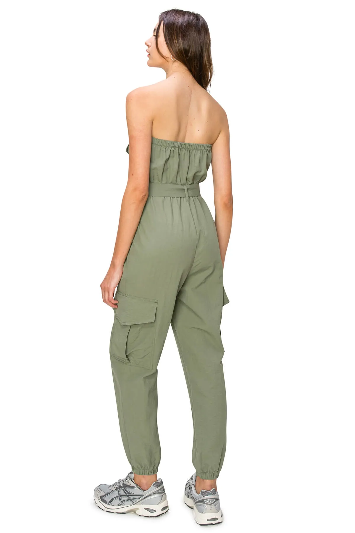 Cargo Belted Jumpsuit - Olive