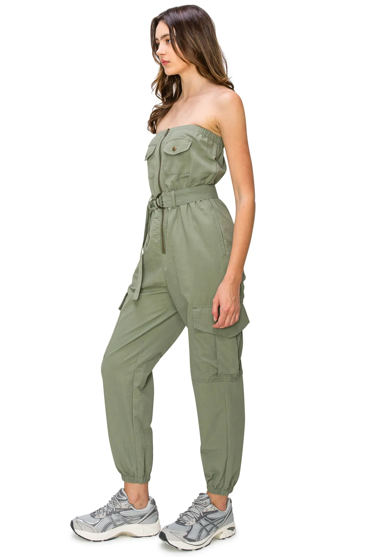 Cargo Belted Jumpsuit - Olive