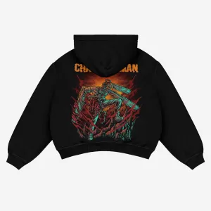 Chainsaw Man Battle Hoodie - 100% Cotton, Graphic Street-Style Anime Apparel