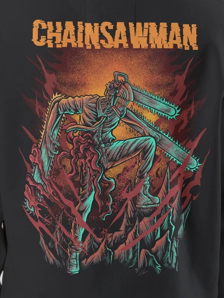 Chainsaw Man Battle Hoodie - 100% Cotton, Graphic Street-Style Anime Apparel