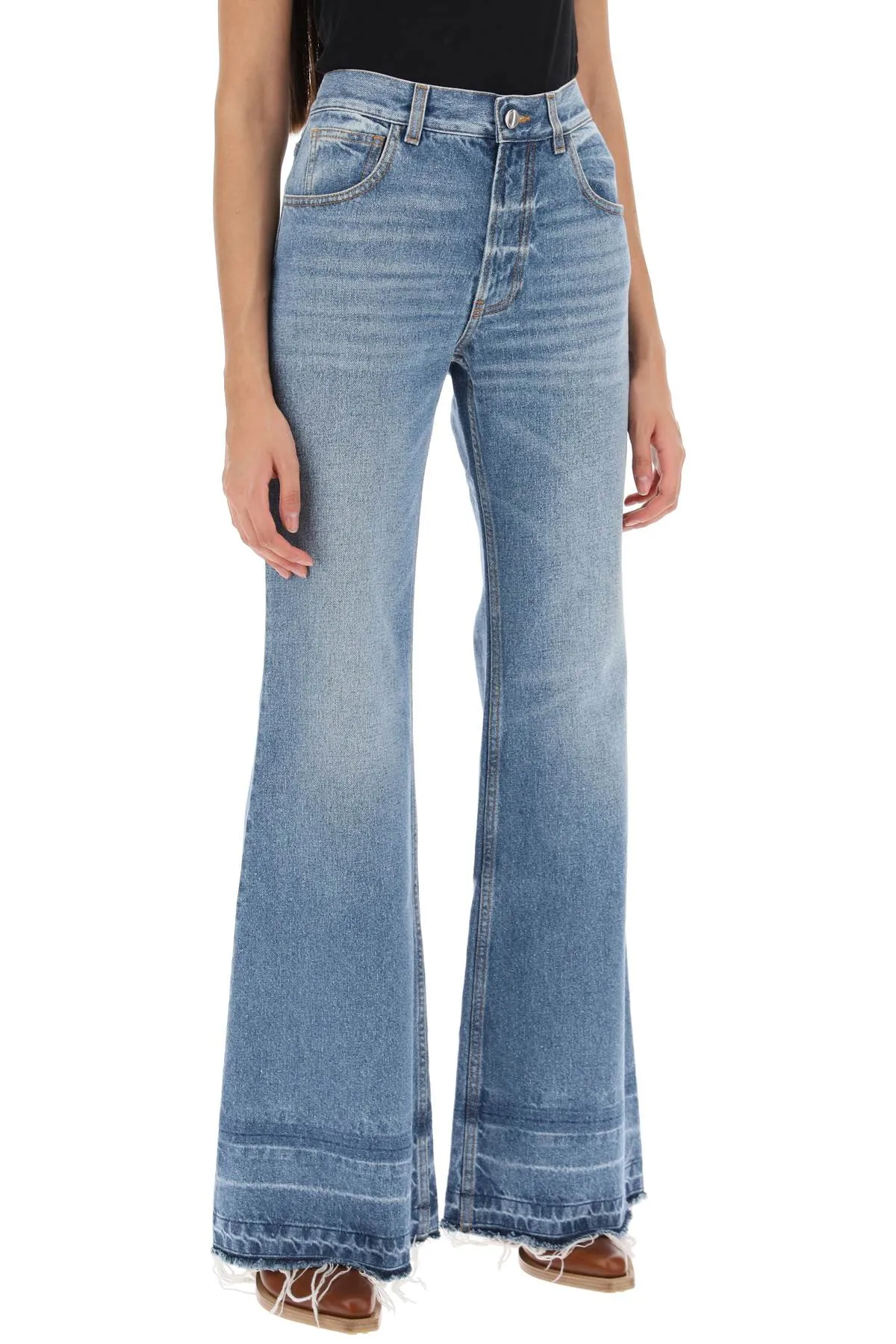 Chloe' bootcut jeans with frayed hem