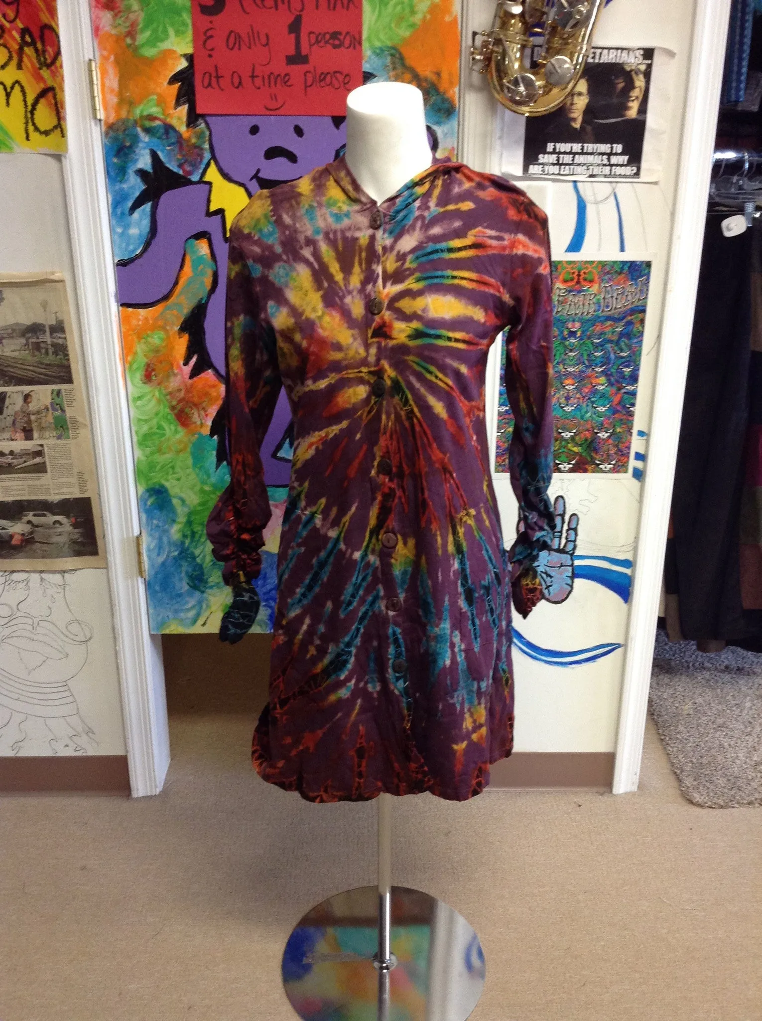 Cotton Tie Dye Hoodie Cardigan