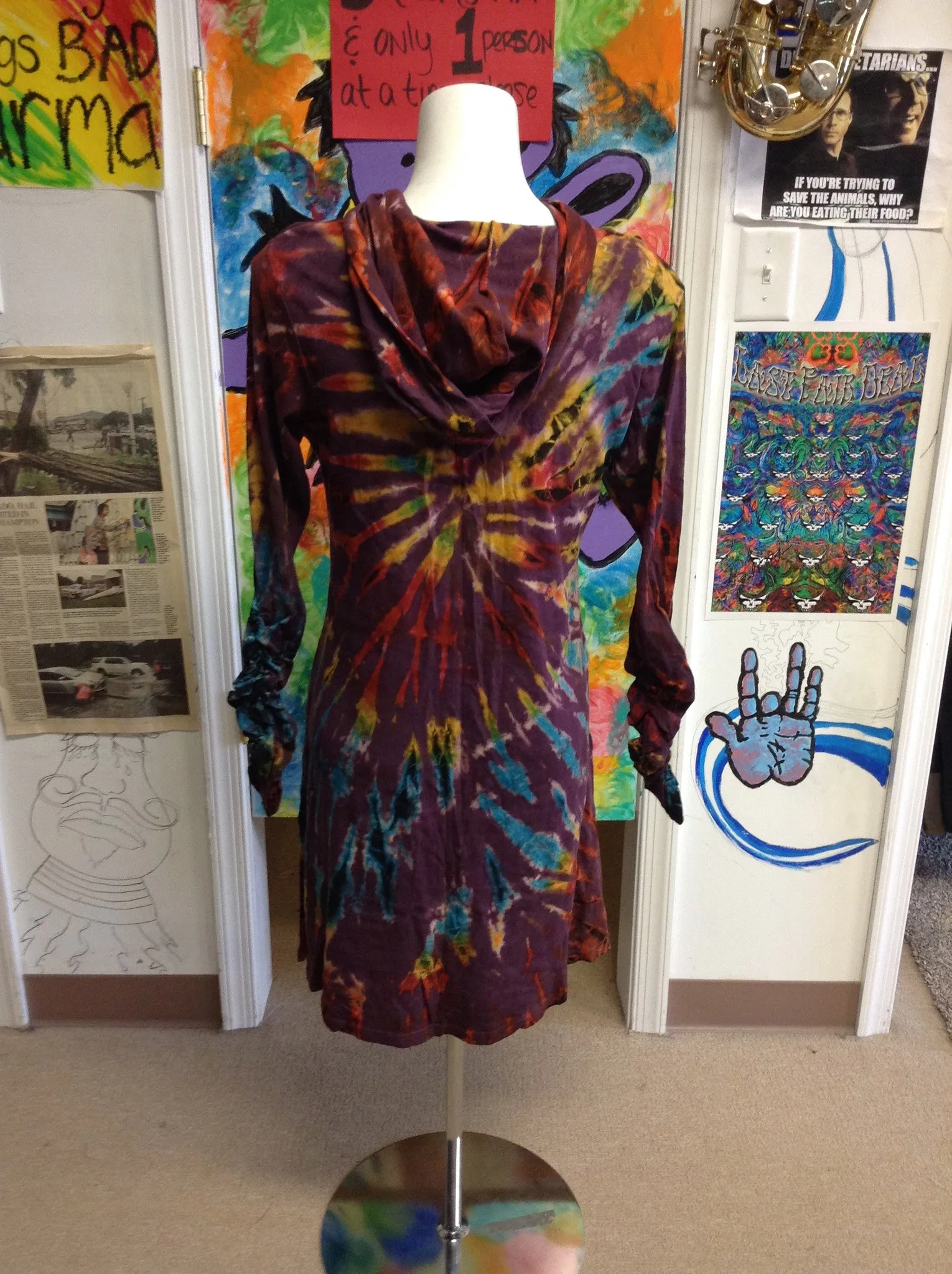 Cotton Tie Dye Hoodie Cardigan