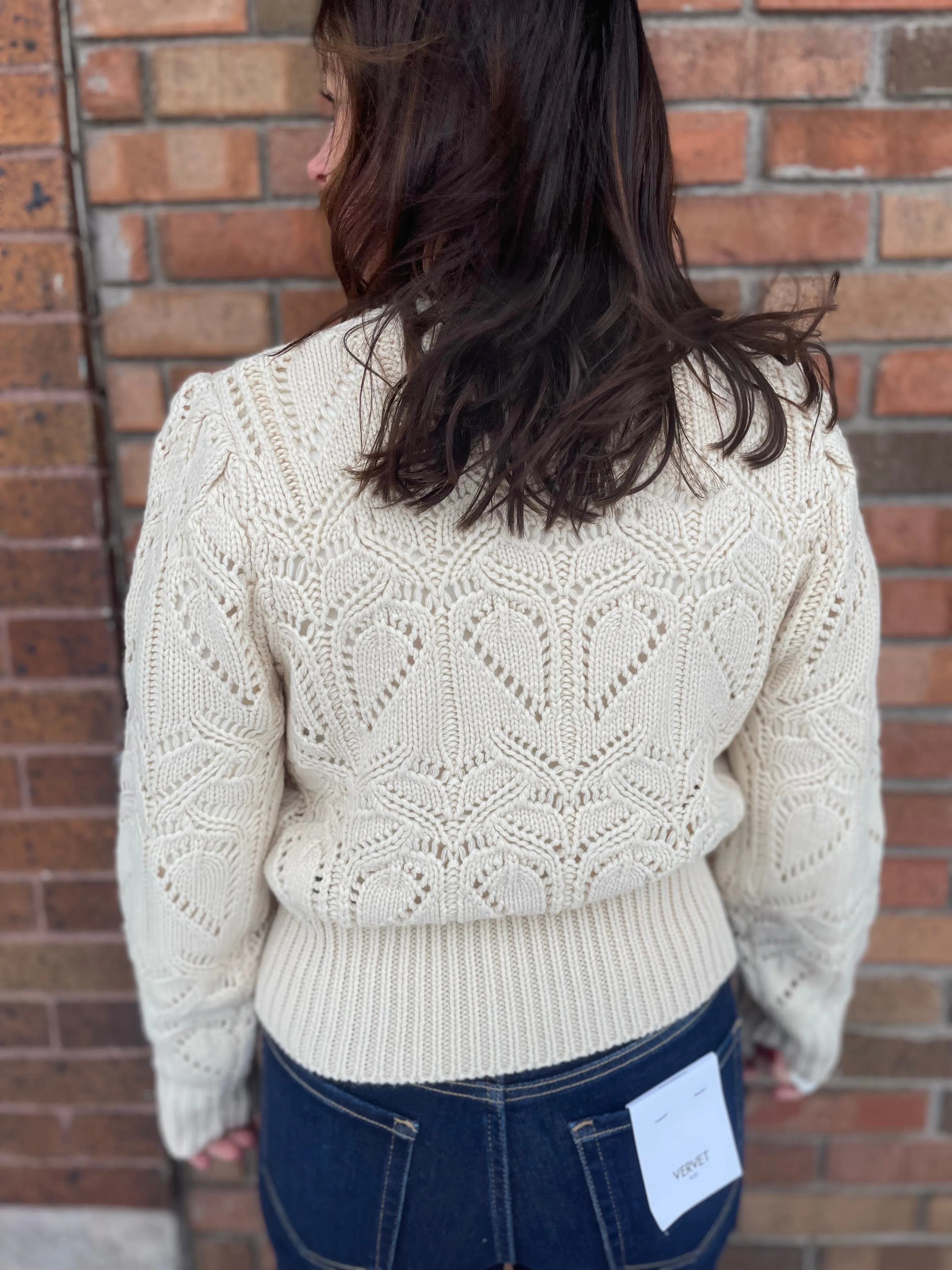 Detailed Neckline Open Knit Sweater