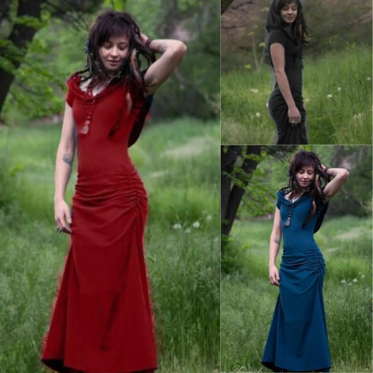 Dress Panel Hooded Medieval Women's