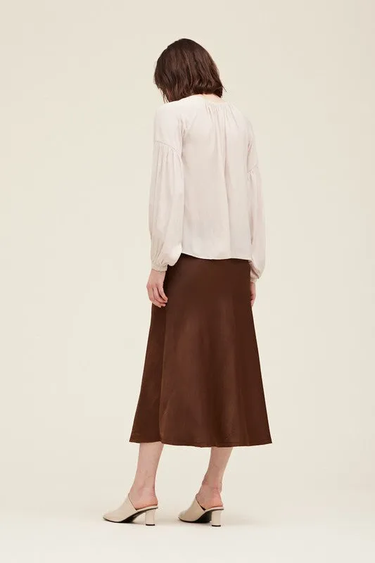 Fit & Flare Satin Skirt