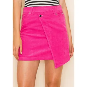 Fuchsia Asymmetrical Corduroy Mini Skirt