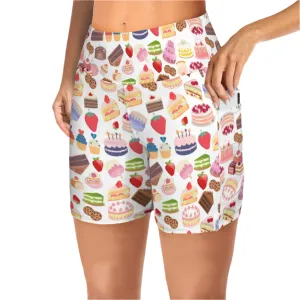 Happy Cake White Yoga Shorts with Pockets up to 5 XL (FWS)