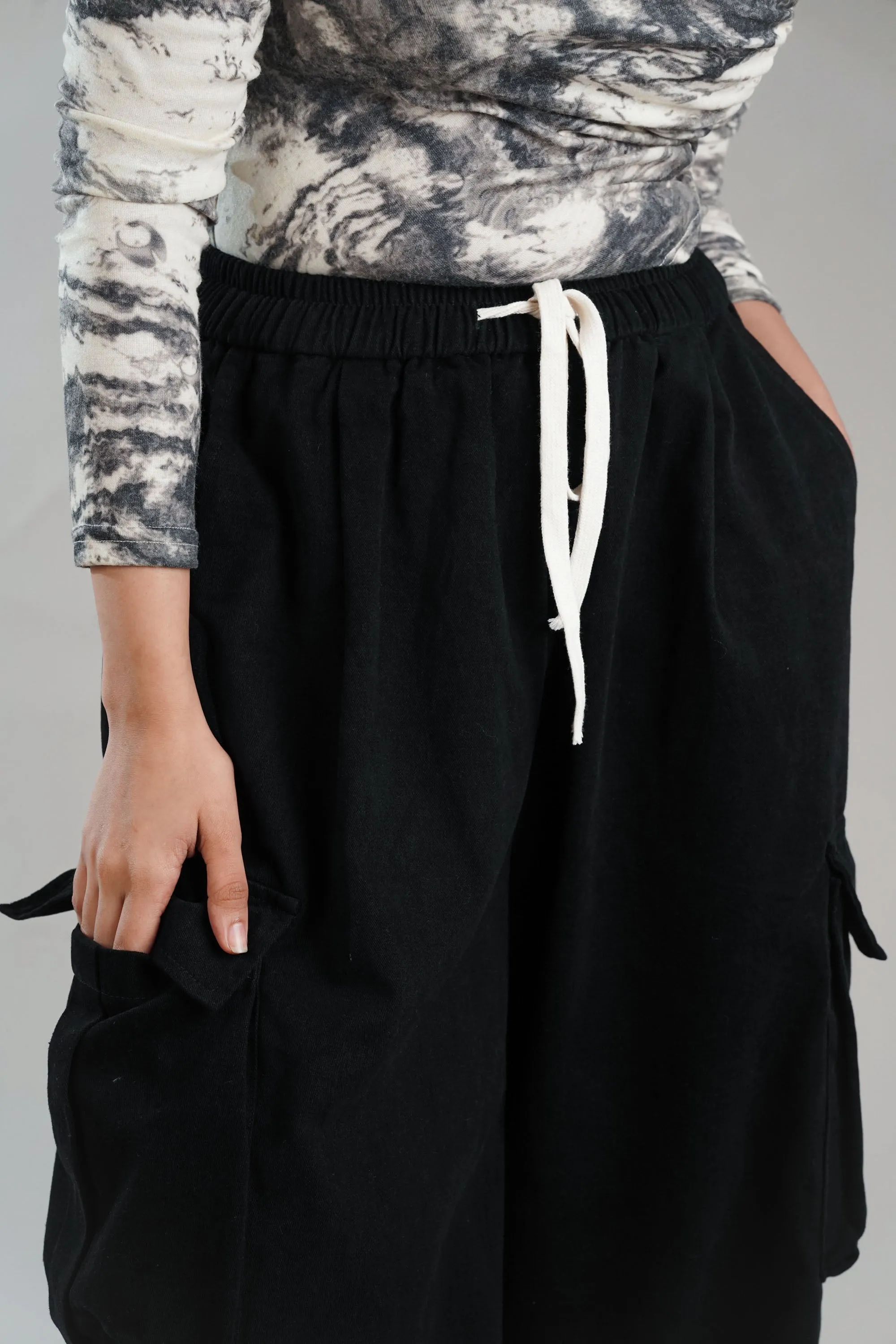 Jet Black Balloon Cargo Pants