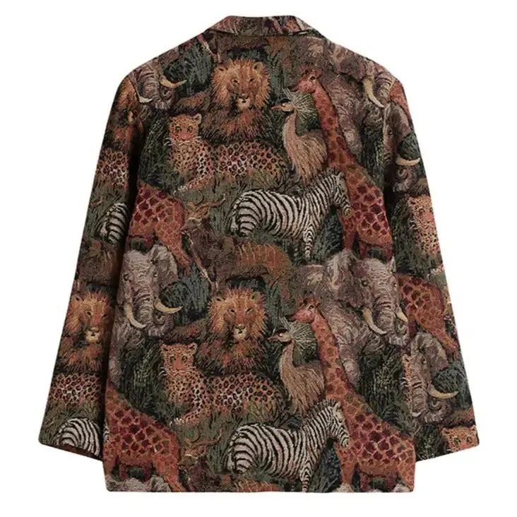 Jungle Animal Long Sleeve Blazer