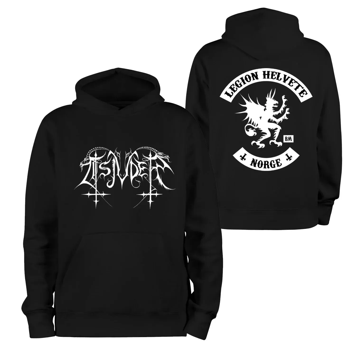 Legion of Helvete: Black Metal Music 'Norge' Hoodie – 100% Cotton, Heavy-Duty Streetwear for the Metal Enthusiast