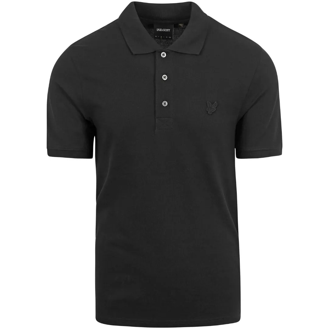 Lyle Scott Tonal Eagle Jet Black Polo Shirt