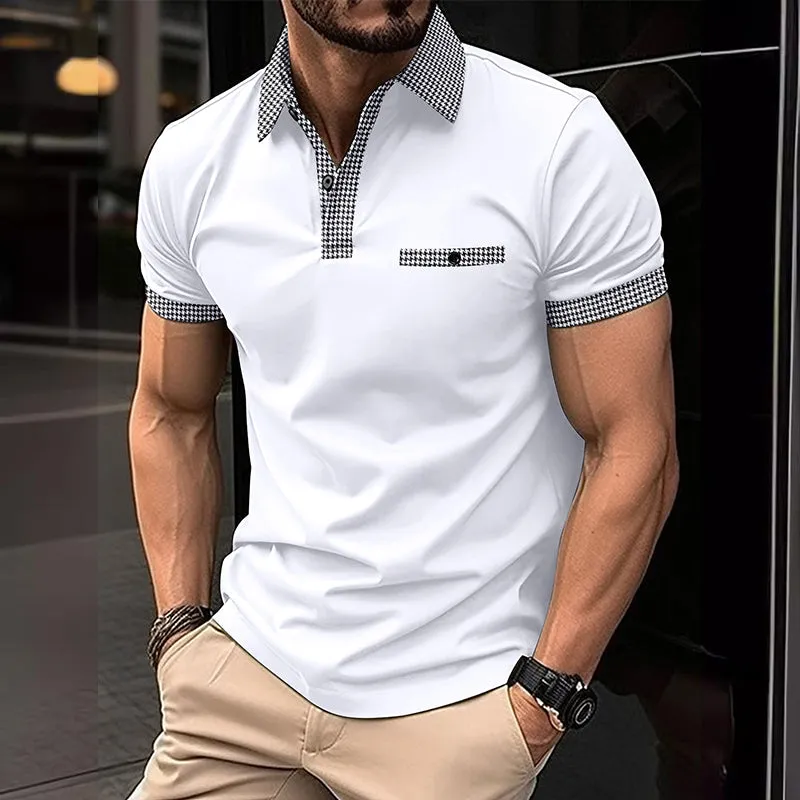 Men's Button Down Colorblock Sports Short Sleeve  Polo Shirt 86428180X