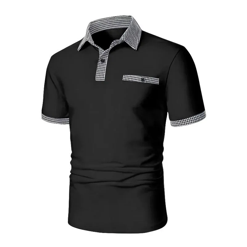 Men's Button Down Colorblock Sports Short Sleeve  Polo Shirt 86428180X