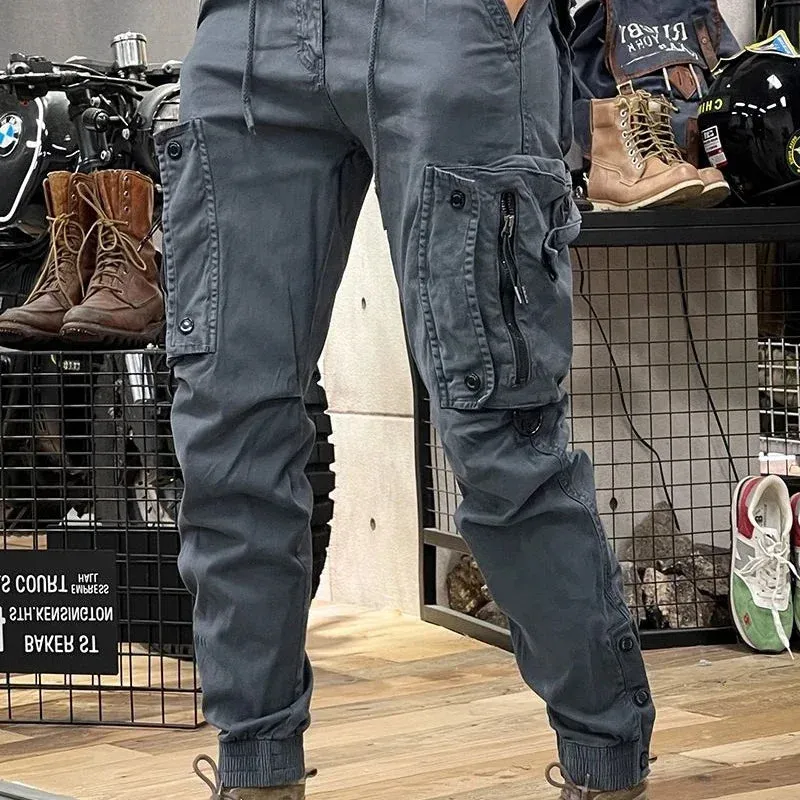 Men's Cargo Pants Motorcycle Biker Loose Trousers – Slim Hiking Trekking Outdoor Long Casual Pants (Spandex Oversize, Spring & Autumn)