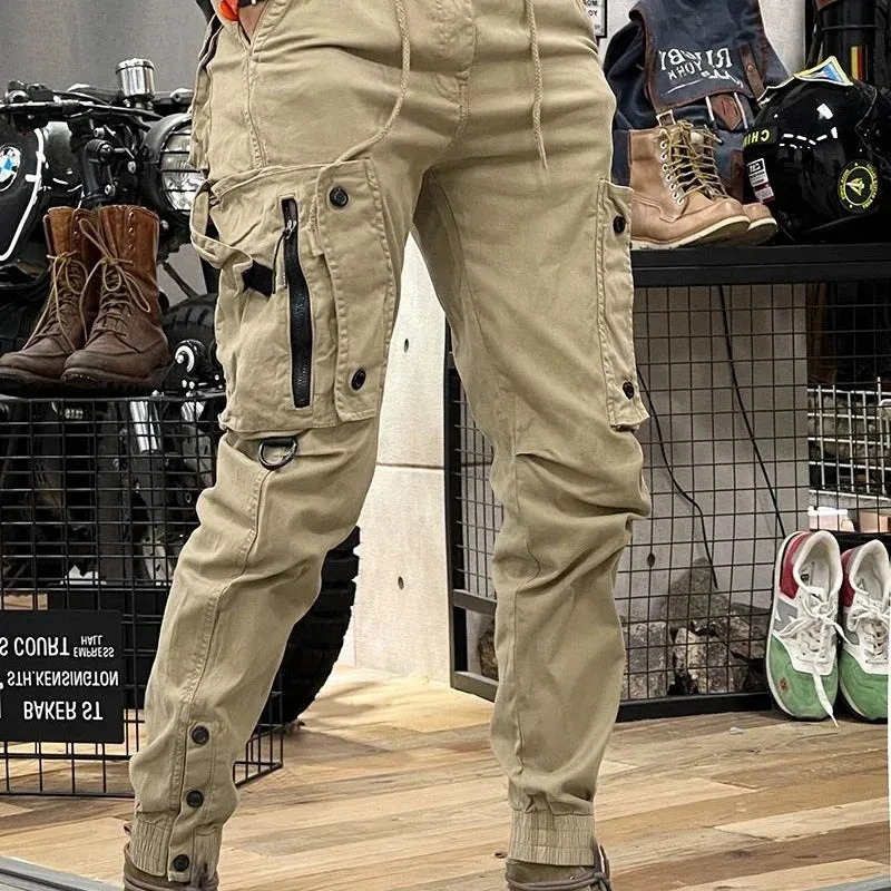 Men's Cargo Pants Motorcycle Biker Loose Trousers – Slim Hiking Trekking Outdoor Long Casual Pants (Spandex Oversize, Spring & Autumn)