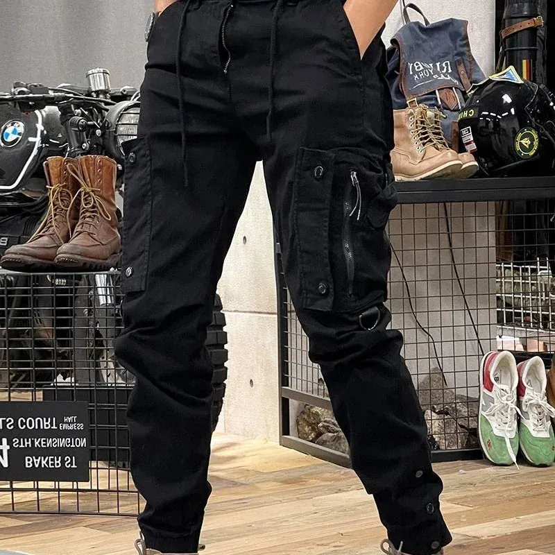 Men's Cargo Pants Motorcycle Biker Loose Trousers – Slim Hiking Trekking Outdoor Long Casual Pants (Spandex Oversize, Spring & Autumn)