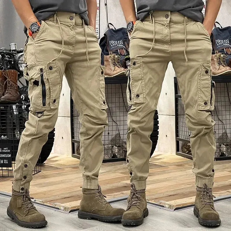 Men's Cargo Pants Motorcycle Biker Loose Trousers – Slim Hiking Trekking Outdoor Long Casual Pants (Spandex Oversize, Spring & Autumn)