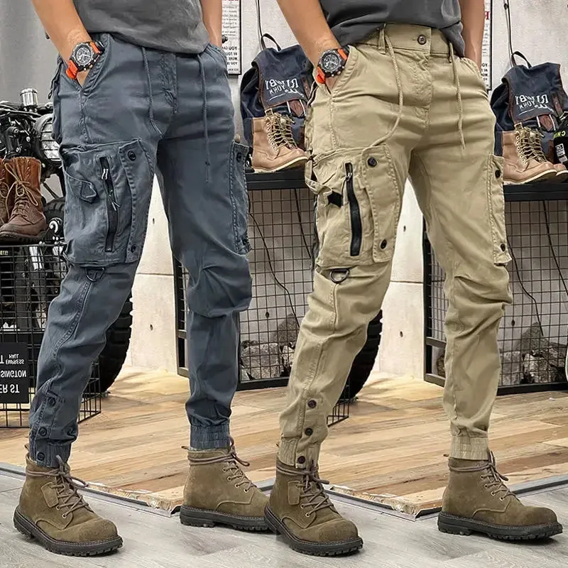 Men's Cargo Pants Motorcycle Biker Loose Trousers – Slim Hiking Trekking Outdoor Long Casual Pants (Spandex Oversize, Spring & Autumn)