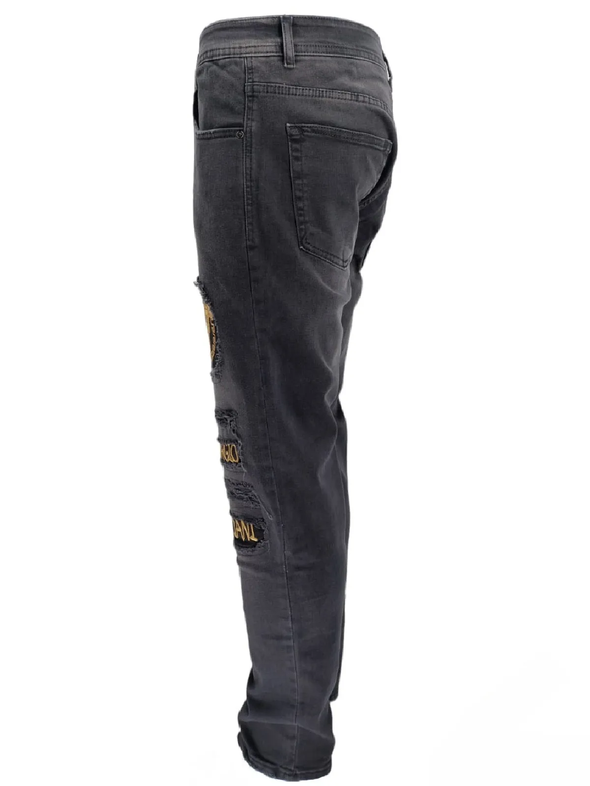 Mens Georgio Peviani Jeans Designer Stretch Slim Ripped Distressed Printed Denim Jeans