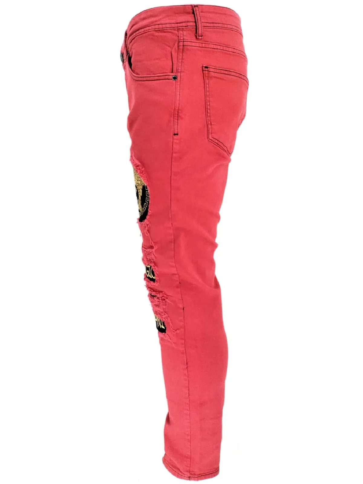 Mens Georgio Peviani Jeans Designer Stretch Slim Ripped Distressed Printed Denim Jeans