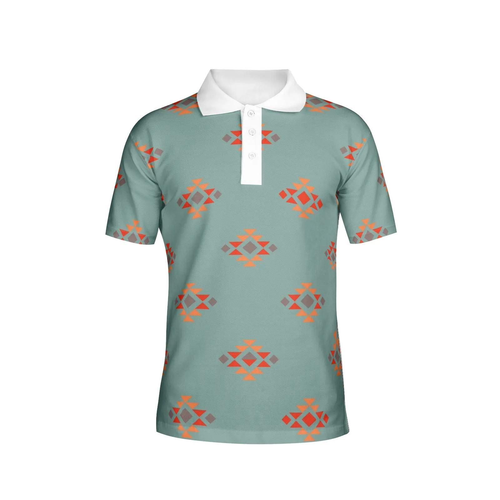 Men's Polo Azul Blue All-Over Print Shirt, Black or White Collar