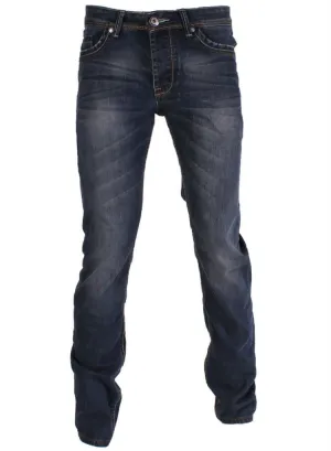 Mens Relaxed fit straight leg Casual blue jeans.