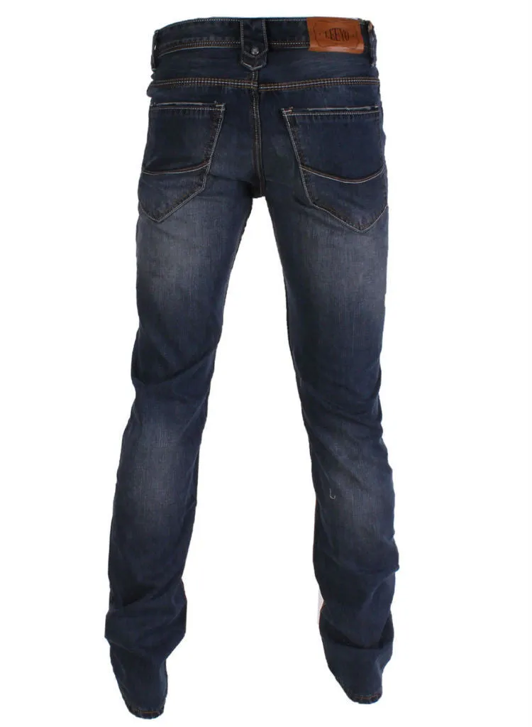 Mens Relaxed fit straight leg Casual blue jeans.