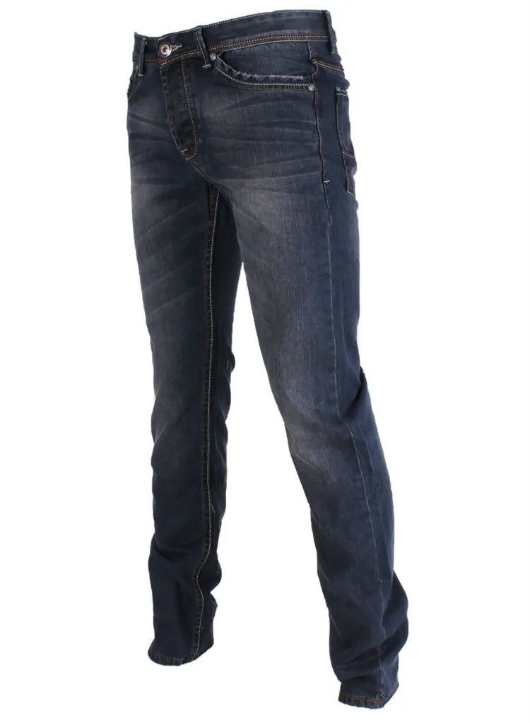 Mens Relaxed fit straight leg Casual blue jeans.