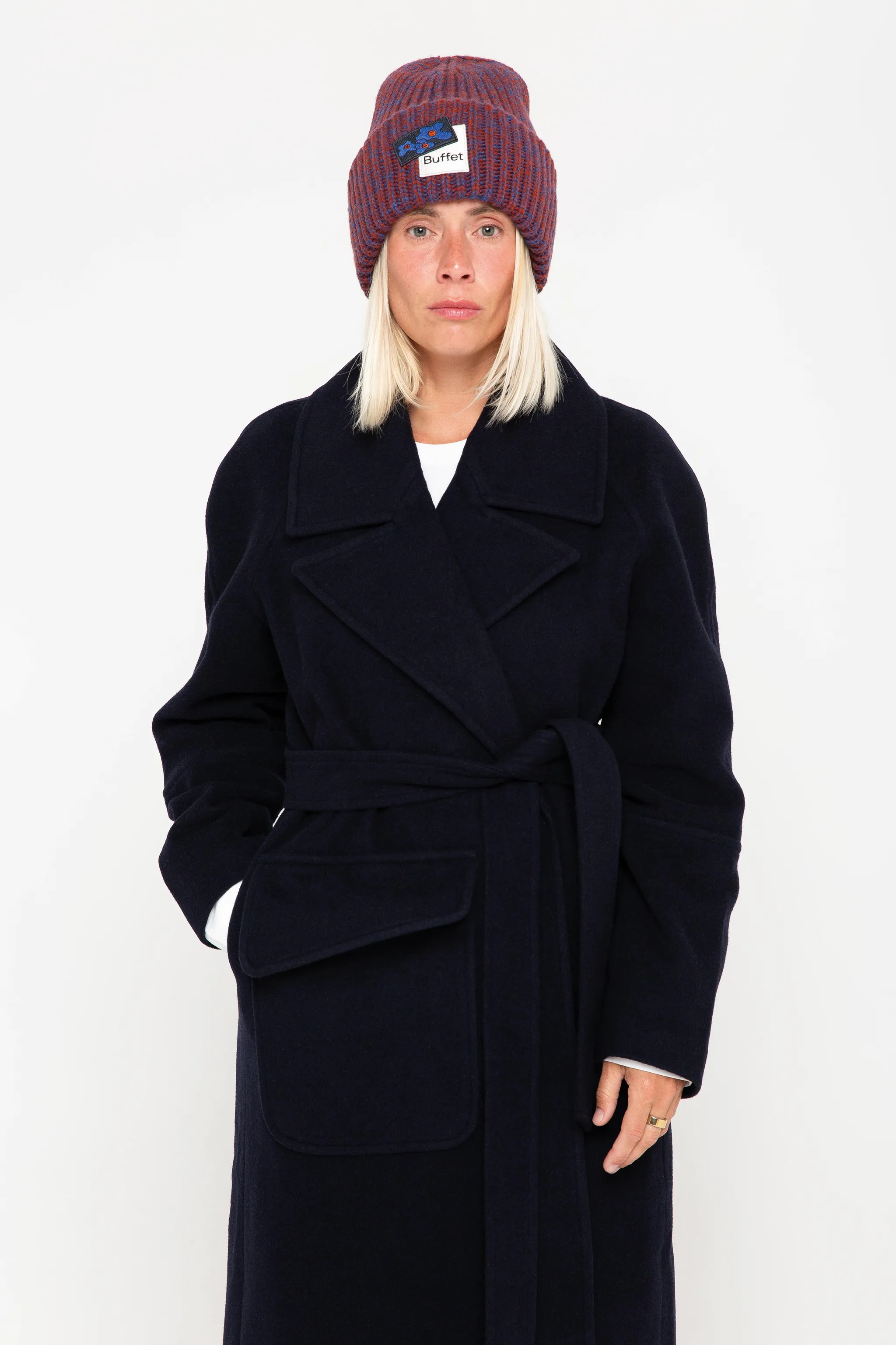 Navy wrap coat