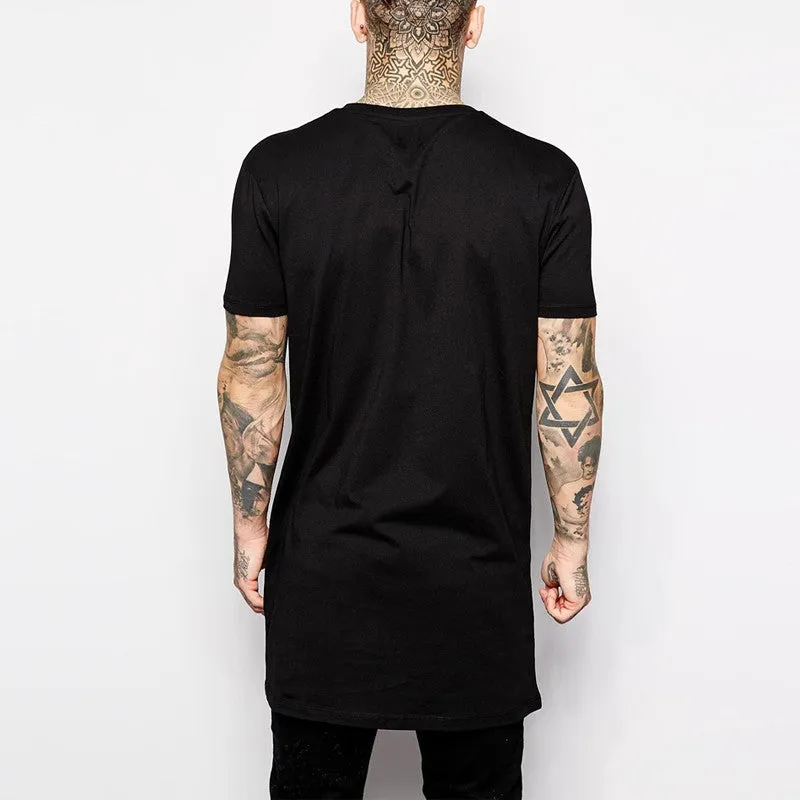 New men long fit t-shirt men t shirt men fit t-shirt knee length t-shirt summer 2022
